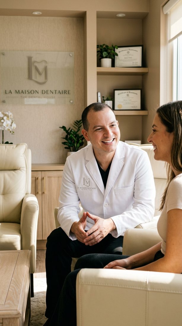 Dr. Milson Toscano in consultation with a patient