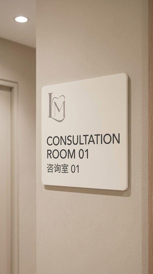 Consultation room signage at La Maison Dentaire