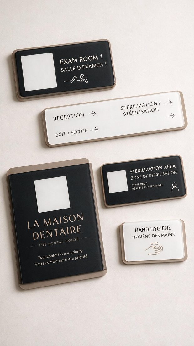 Family-friendly signage at La Maison Dentaire